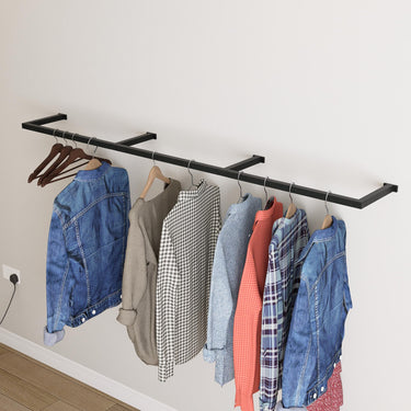 Wall Mounted Clothes Rack Flat Pack | Heavy Duty Square Tube Garment ...