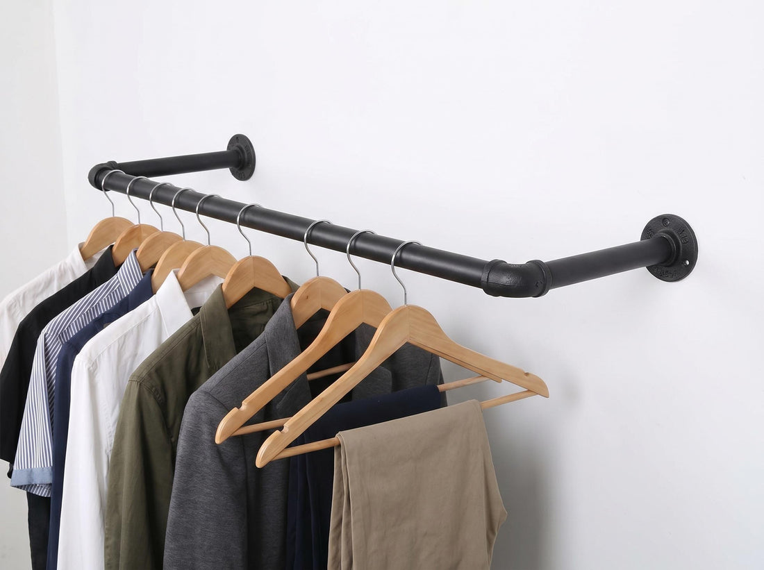 Wall Mounted Industrial Pipe Clothes Hanging Pole