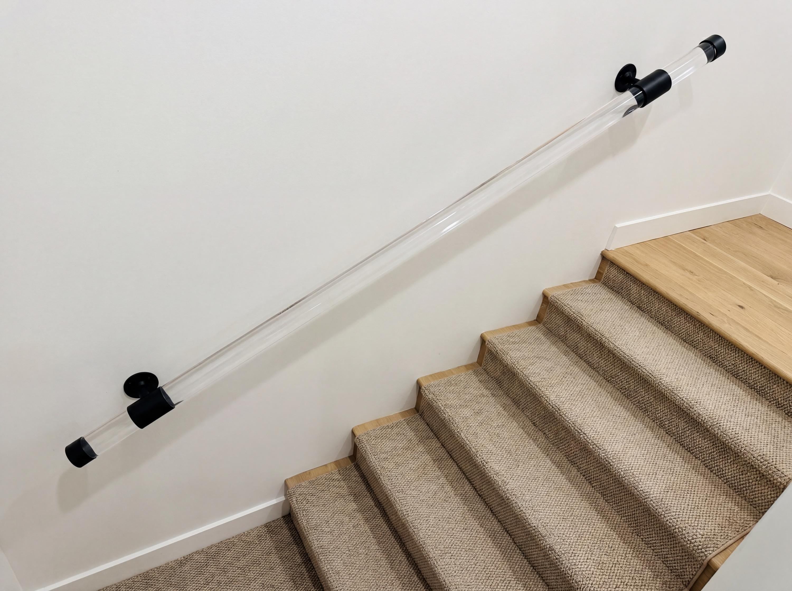 Custom Lucite Handrail Kit | Modern Clear Acrylic Stair Rail for Loft, Office, DIY Stairs