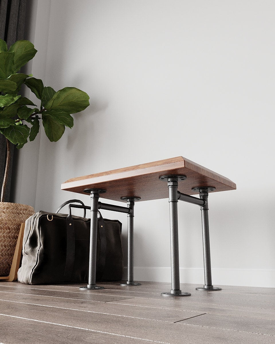Pair Industrial Steel Pipe Table Legs – Grey Iron