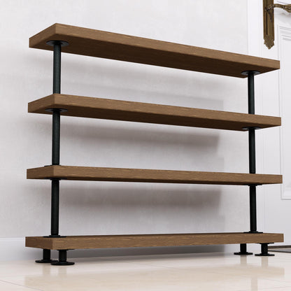 Rustic Tiered Shoe Rack: Wooden Shelves, Industrial Farmhouse Entryway Organizer