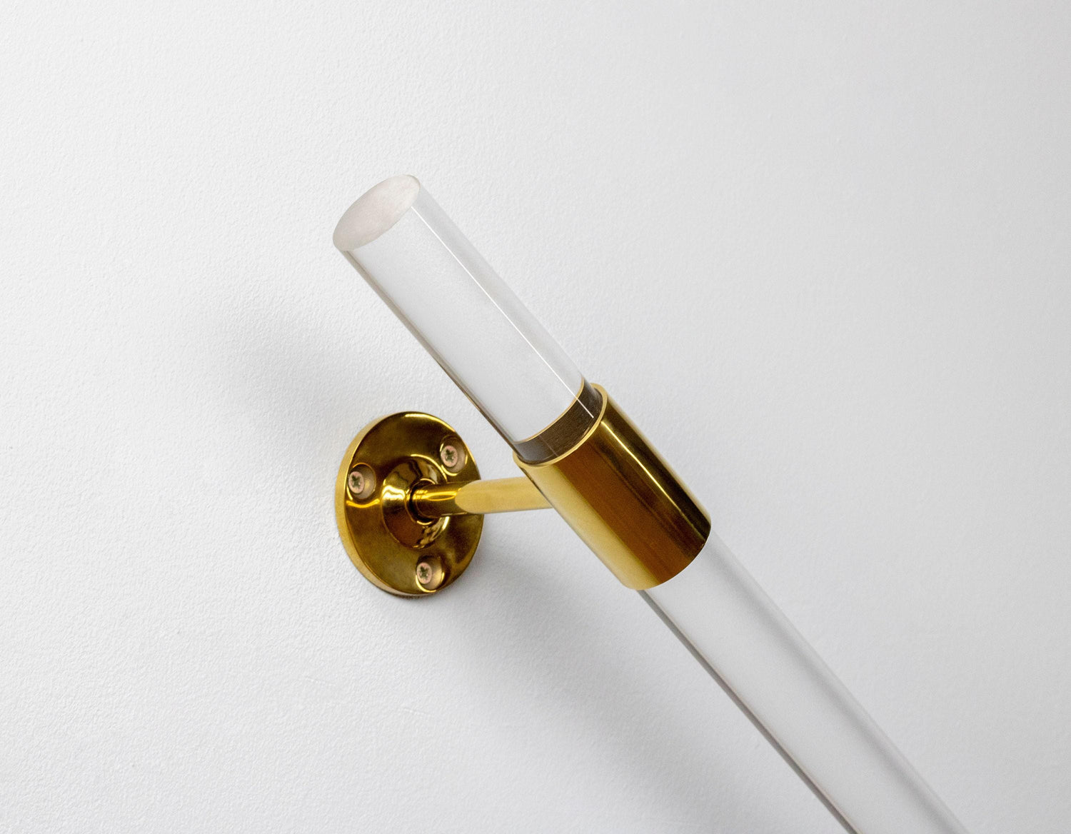 Modern Acrylic Handrail – Clear Lucite Stair Rail – Custom Made UK – Contemporary Staircase Handrail – Wall Mounted Perspex Rail