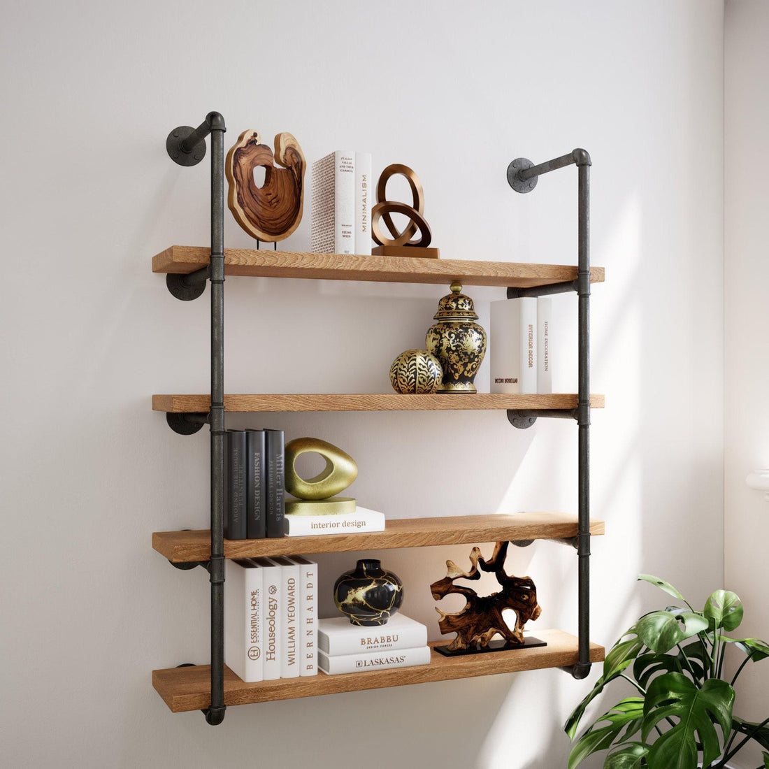 Industrial Floating Wood Shelves Rustic Farmhouse Pipe Wall Unit Open Kitchen &amp; Bookcase Shelving