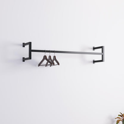 Minimalist Square Clothes Rail | Modern Wall Mounted Garment Rack | Industrial Hanging Rail for Wardrobes, Boutiques, Entryways