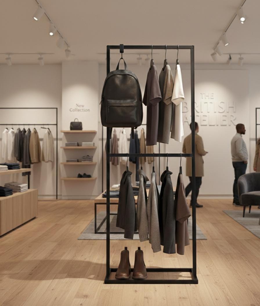 Minimalist Double Rail Metal Clothing Rack | 200cm Steel Garment Stand for Shop Display