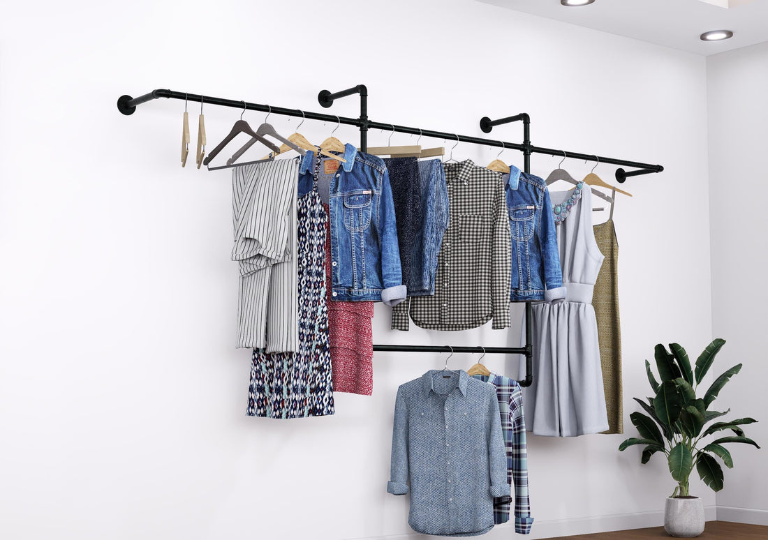 Open Wardrobe Industrial Pipe Clothing Rack