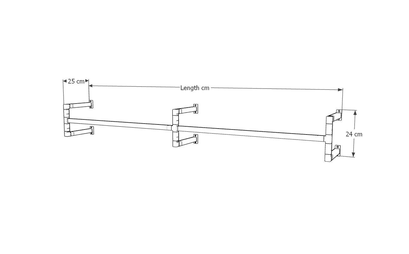 Minimalist Double Clothes Rail | Modern Wall Mounted Double Garment Rack | Industrial Floating Rail for Wardrobes, Entryways, Boutiques