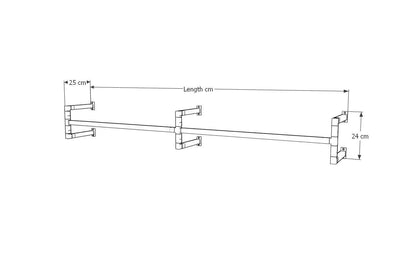 Minimalist Double Clothes Rail | Modern Wall Mounted Double Garment Rack | Industrial Floating Rail for Wardrobes, Entryways, Boutiques