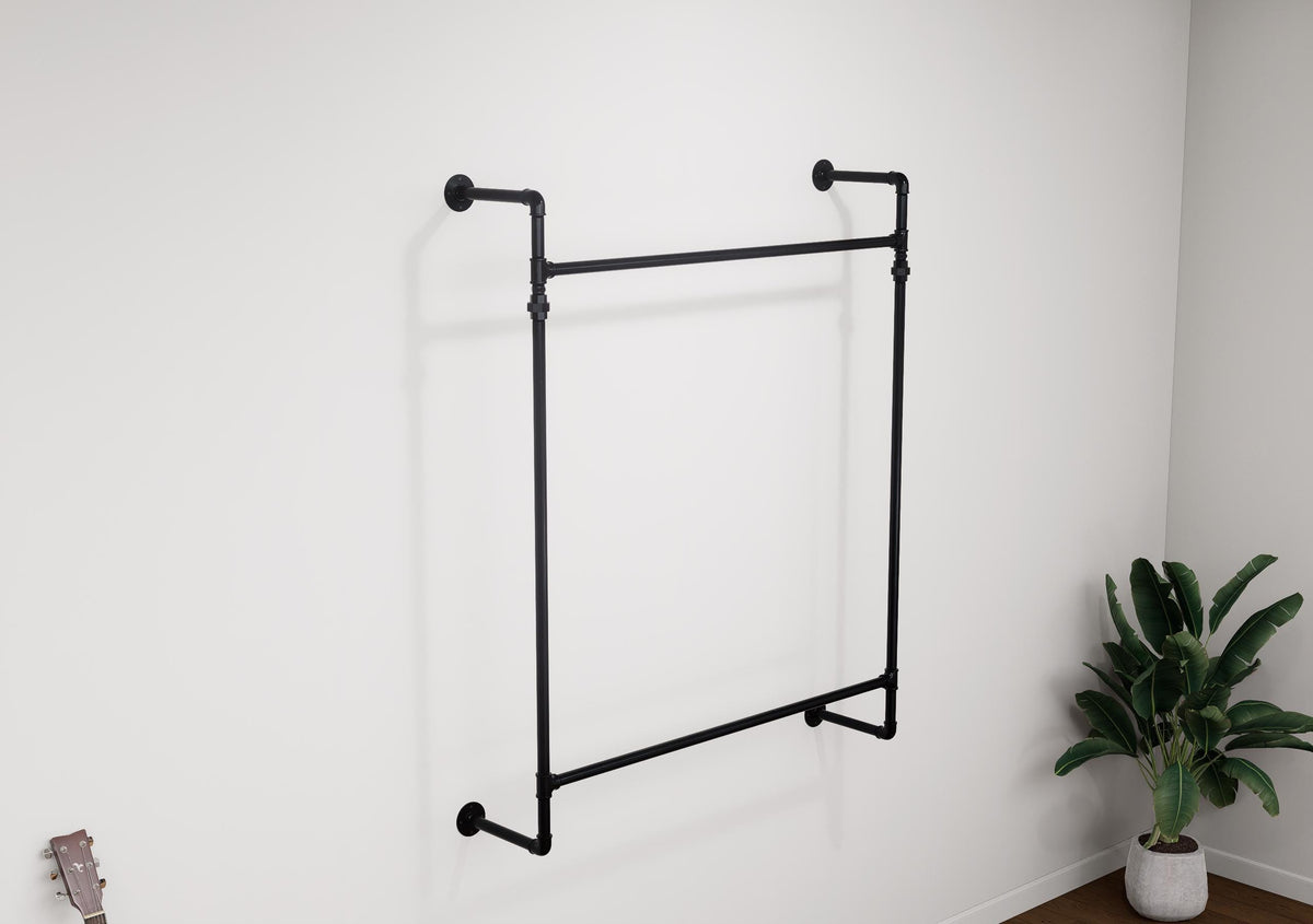 Heavy-Duty Wall-Mounted Clothes Rail - Industrial Pipe Garment Hanging Rack Made To Order