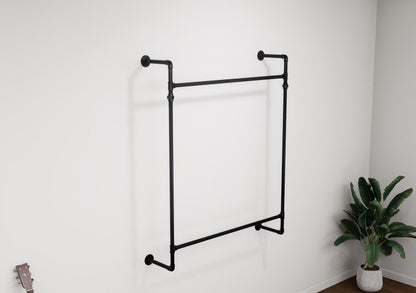 Heavy-Duty Wall-Mounted Clothes Rail - Industrial Pipe Garment Hanging Rack Made To Order