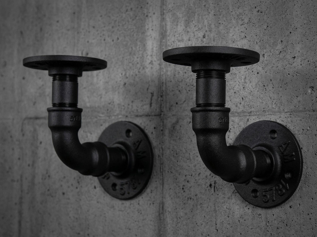 Pair Industrial Pipe Shelf brackets Industrial Decor UK made, Made to order Multi color
