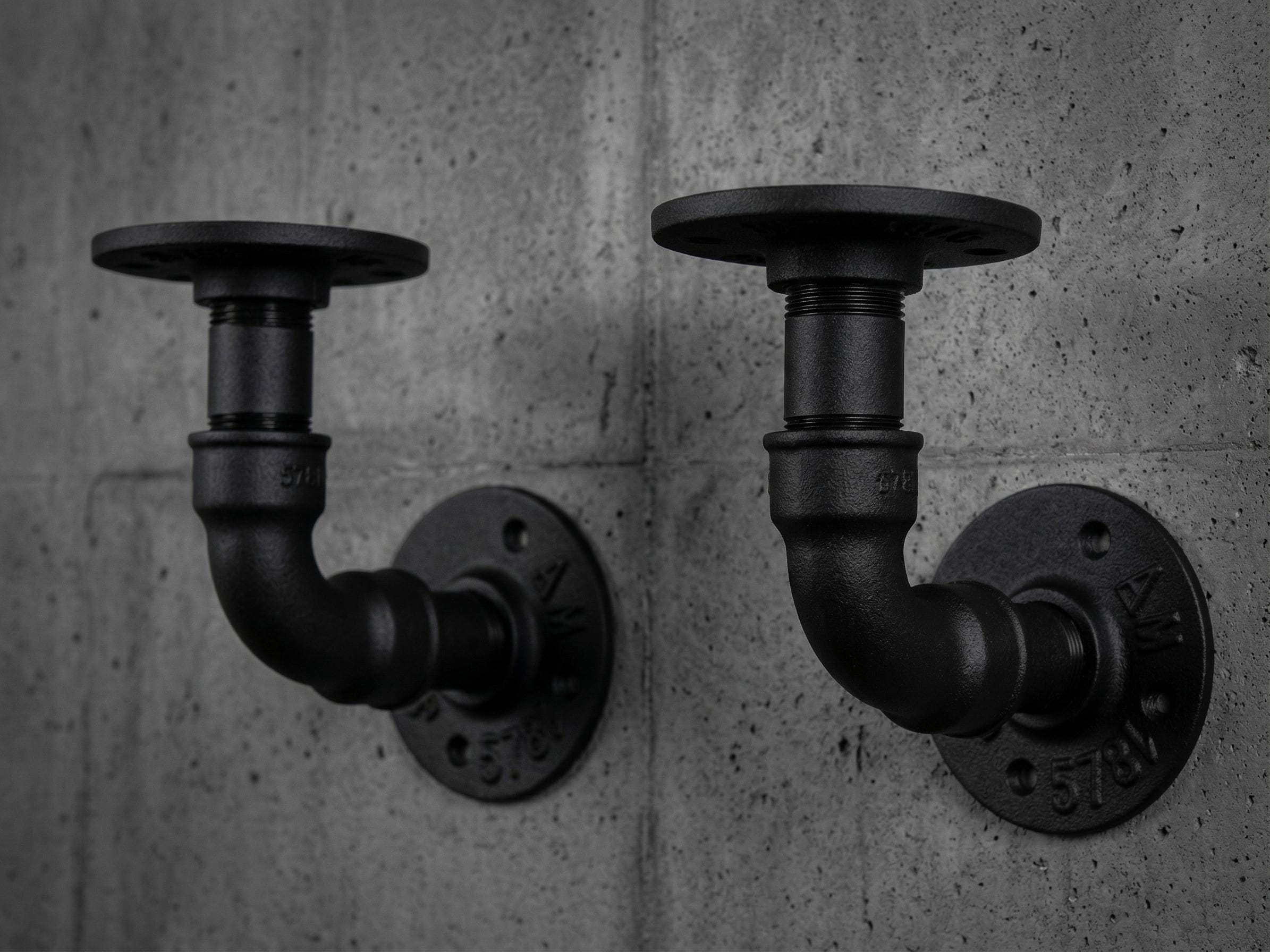Pair Industrial Pipe Shelf brackets Industrial Decor UK made, Made to order Multi color