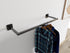 Contemporary Black and White Clothes Rail with Rectangle and U-shaped Design, Wall and Ceiling Mount, Powder-Coated Wardrobe Organizer