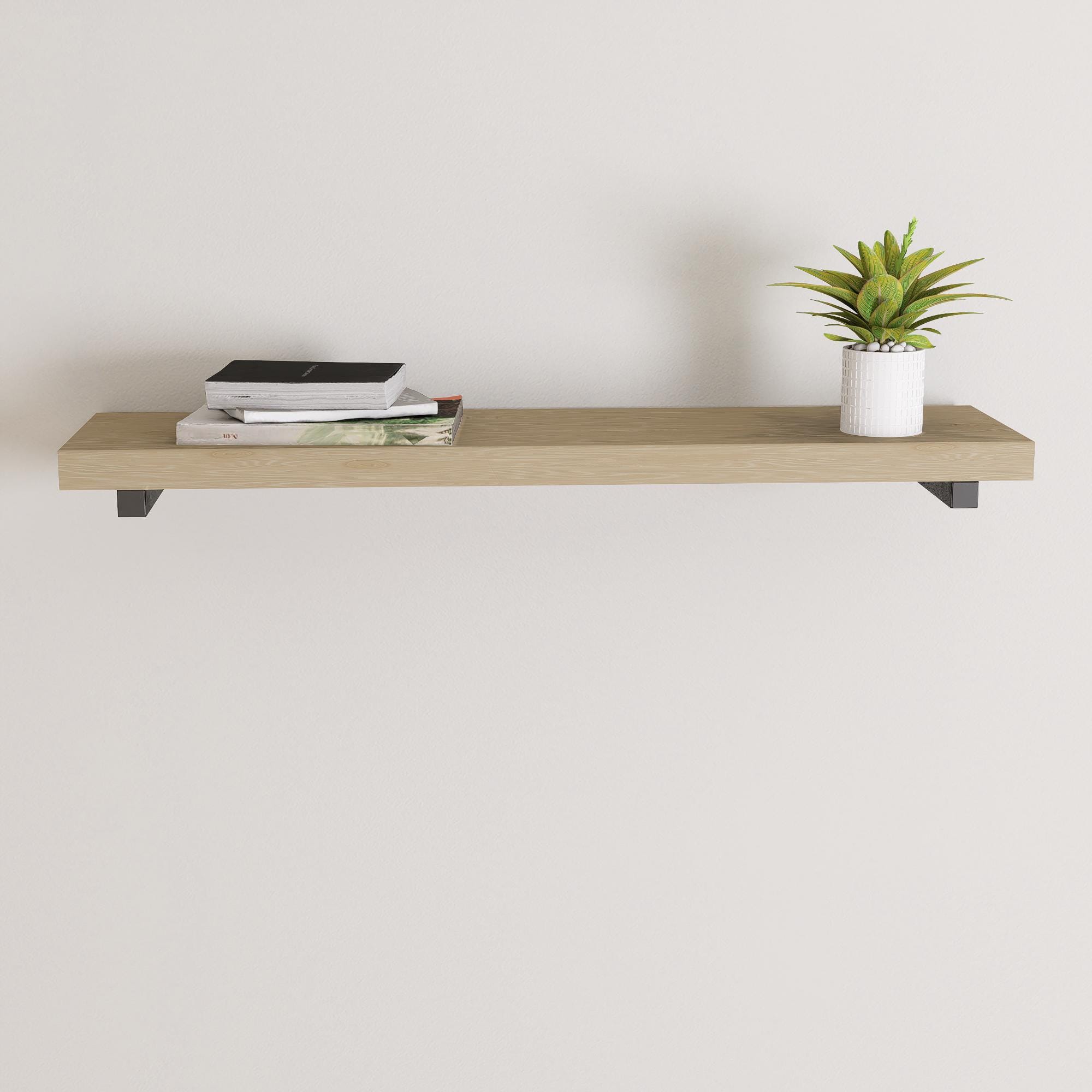 Minimalist Shelf Brackets – 2 Square Steel Piping Brackets – Industrial Wall Mount – Heavy-Duty Shelf Support - Shelf Not Included