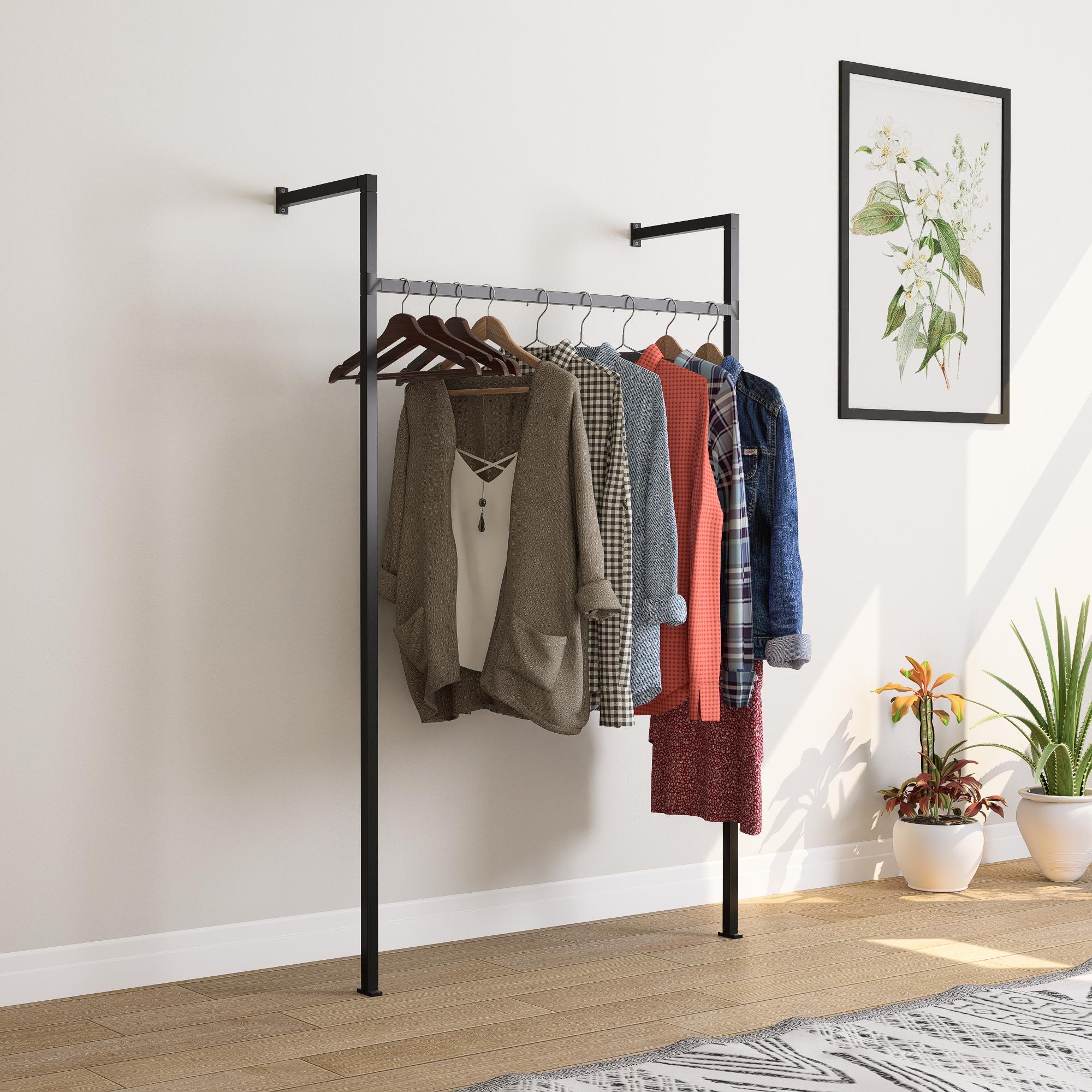 Detachable Wall-Mounted Clothing Rack | Flat Pack Metal Garment ...