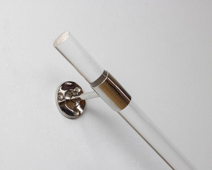 Modern Acrylic Handrail – Clear Lucite Stair Rail – Custom Made UK – Contemporary Staircase Handrail – Wall Mounted Perspex Rail