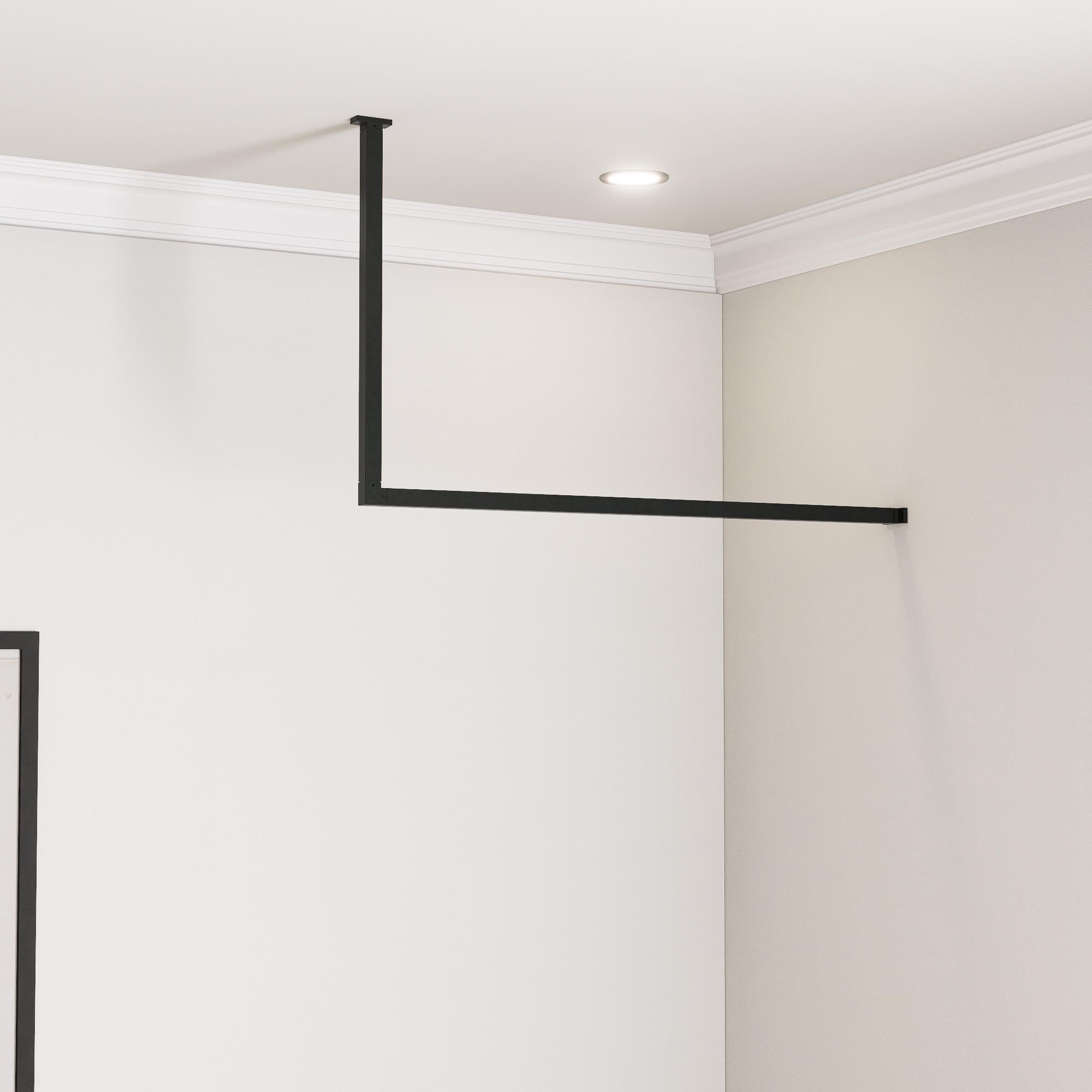L-Shaped Ceiling Mounted Clothing Rack – Custom Iron Closet Rod for Corner Spaces, Retail, Entryway or Bedroom – Heavy Duty & Stylish