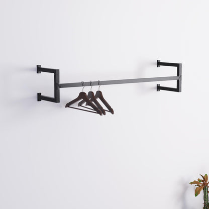 Minimalist Square Clothes Rail | Modern Wall Mounted Garment Rack | Industrial Hanging Rail for Wardrobes, Boutiques, Entryways