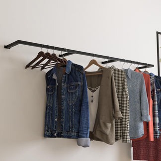 Wall Mounted Clothes Rack Flat Pack | Heavy Duty Square Tube Garment ...