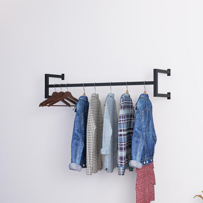 Minimalist Square Clothes Rail | Modern Wall Mounted Garment Rack | Industrial Hanging Rail for Wardrobes, Boutiques, Entryways