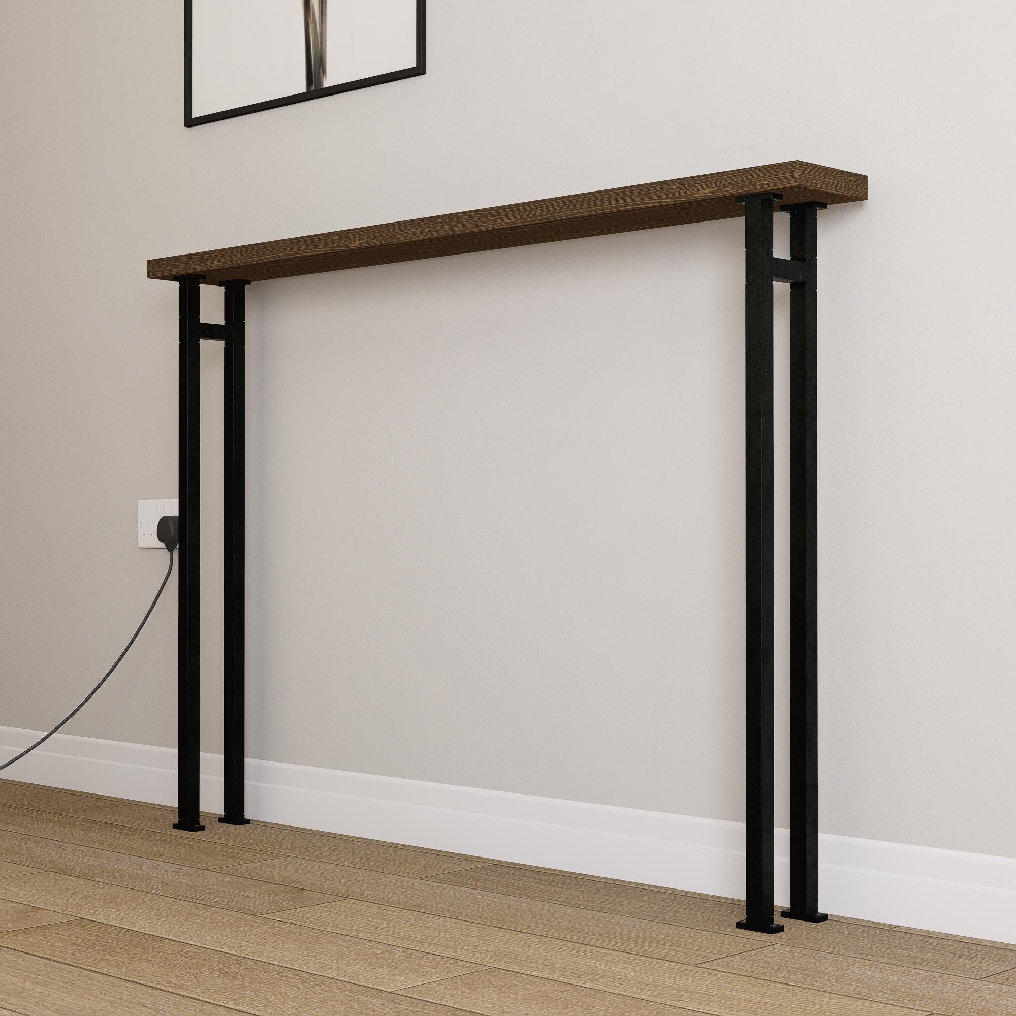 Hallway console, skinny behind couch table, slim wood handmade furniture for home and office, entryway high table, Black