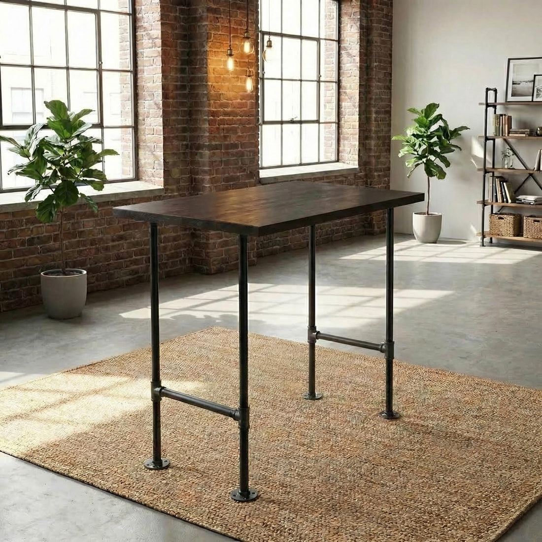 Industrial Pipe Table Legs SET 2 - Heavy Duty Metal Desk Legs | Rustic Scaffold Style Custom Height