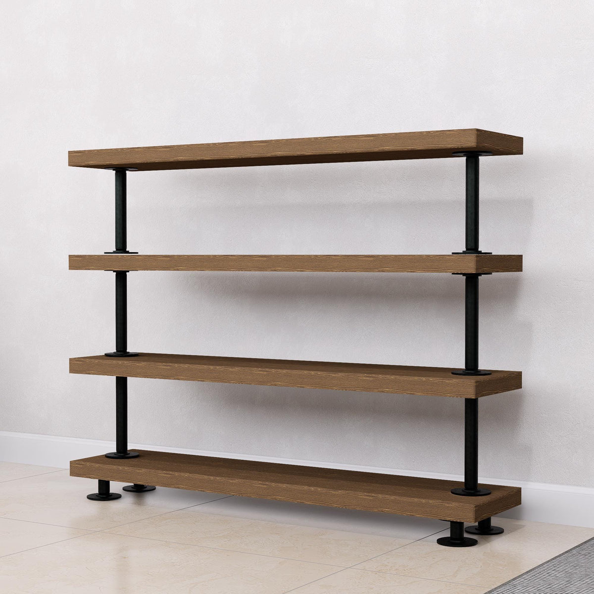 Rustic Tiered Shoe Rack: Wooden Shelves, Industrial Farmhouse Entryway Organizer