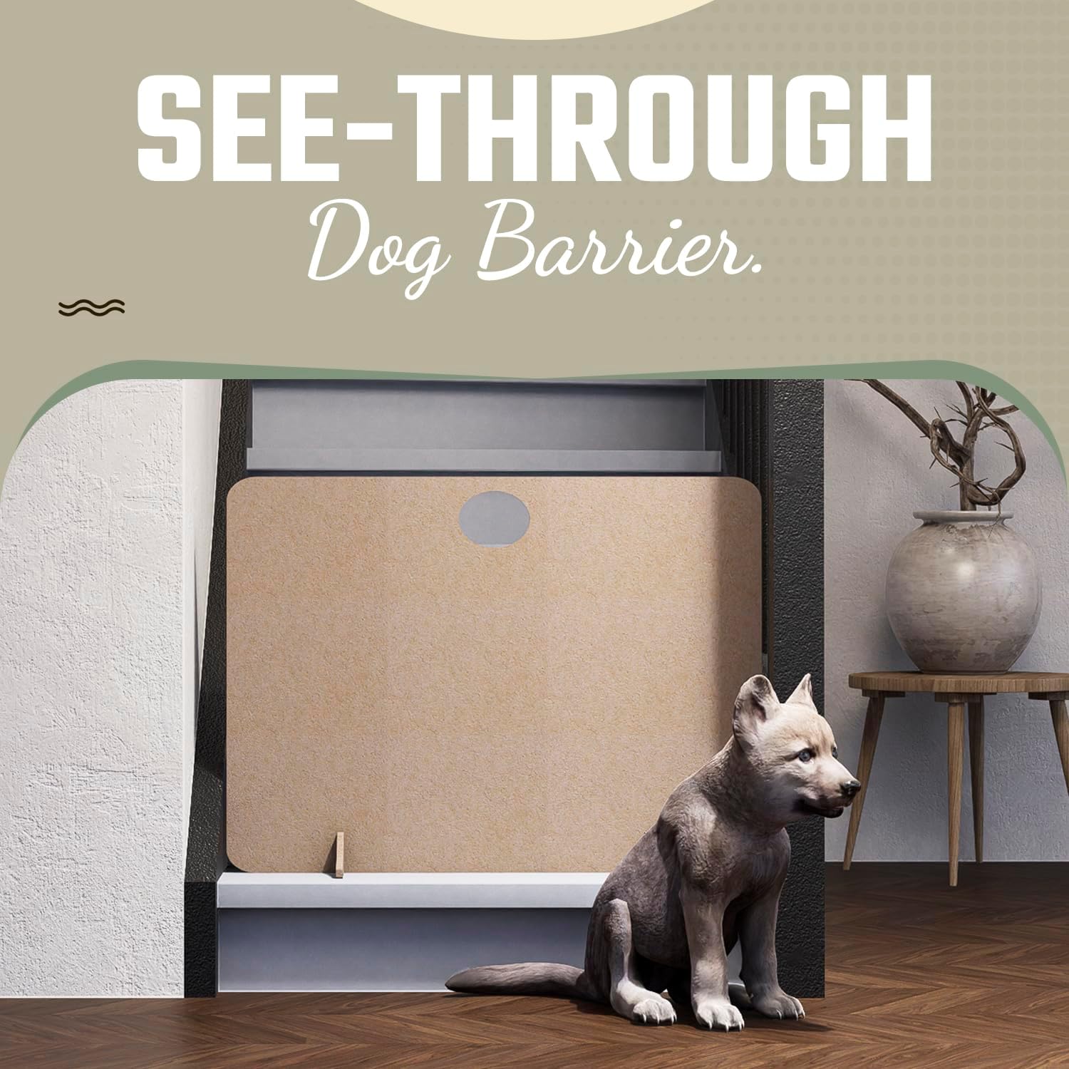 Freestanding Dog Stopper - Wooden Dog Barrier for Home, Stairs, and Doorways - Pet Barrier for Indoor - Wooden Pet Stopper with on Drill Dog Gate