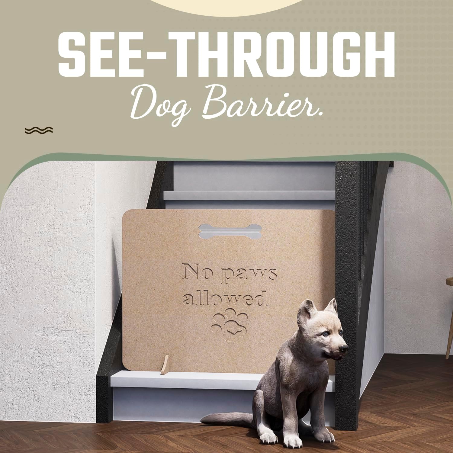 Freestanding Dog Stopper - Wooden Dog Barrier for Home, Stairs, and Doorways - Pet Barrier for Indoor - Wooden Pet Stopper with on Drill Dog Gate