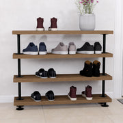 Rustic Tiered Shoe Rack with Wooden Shelves