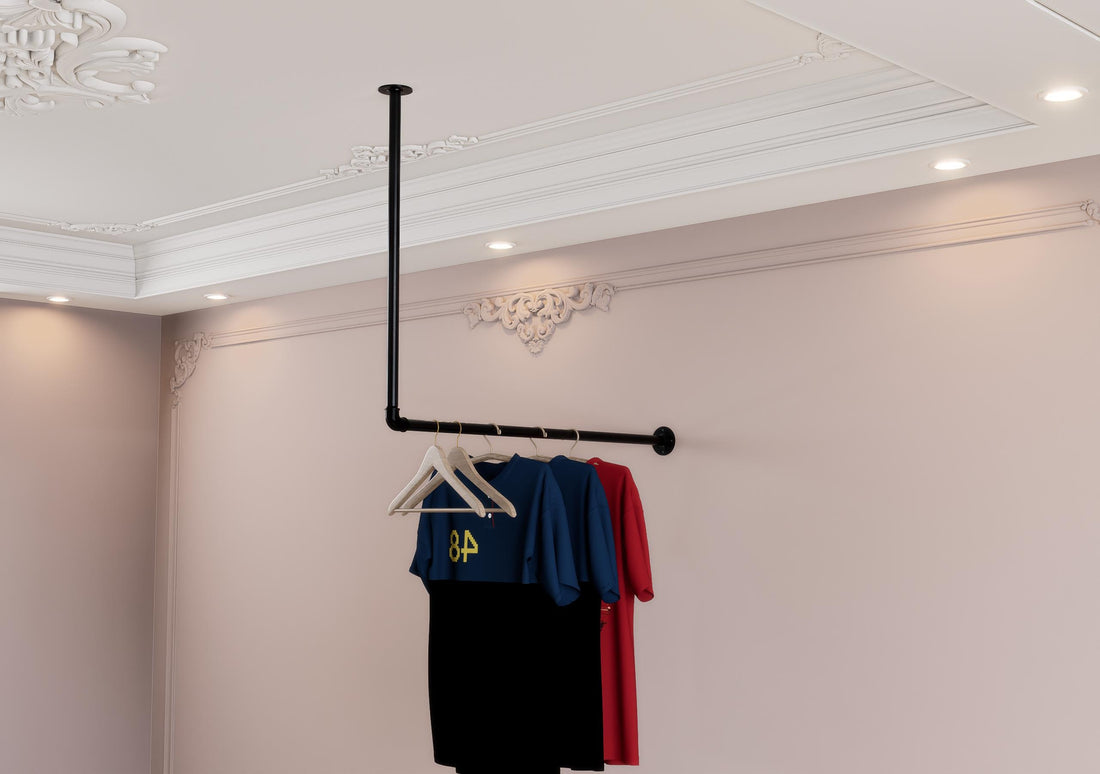 a clothes rack with clothes hanging from it