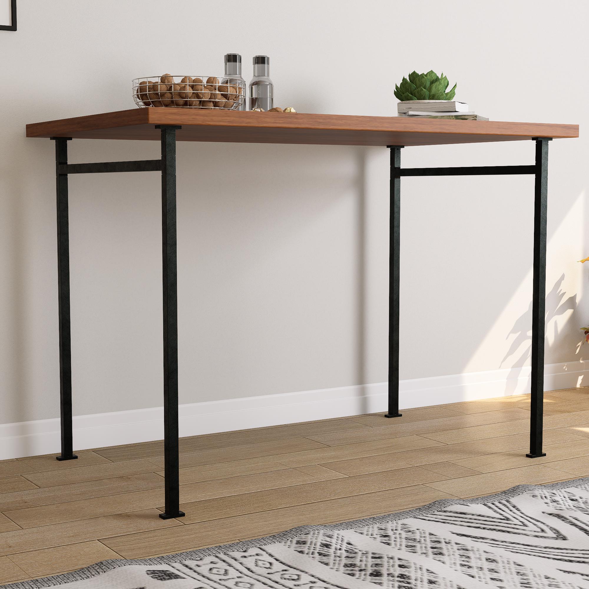 Heavy duty detachable square tube metal table legs pair, flat-pack and reusable, wood top not included