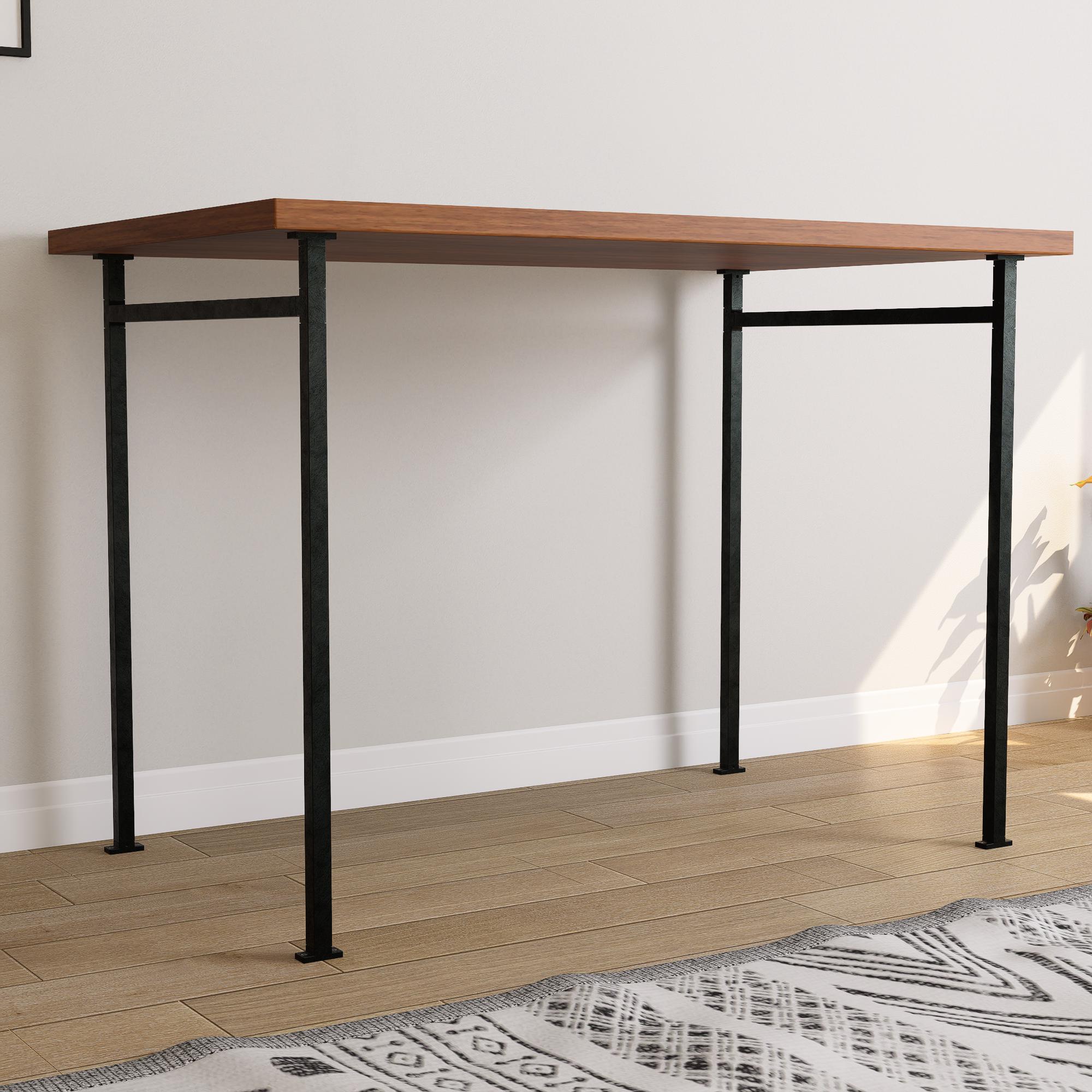 Heavy duty detachable square tube metal table legs pair, flat-pack and reusable, wood top not included