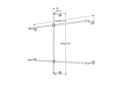 Open Wardrobe Industrial Wall Mounted Clothing Rack Heavy Duty Metal Pipe Garment Rack for Closet, Retail Display, Entryway or Laundry Room