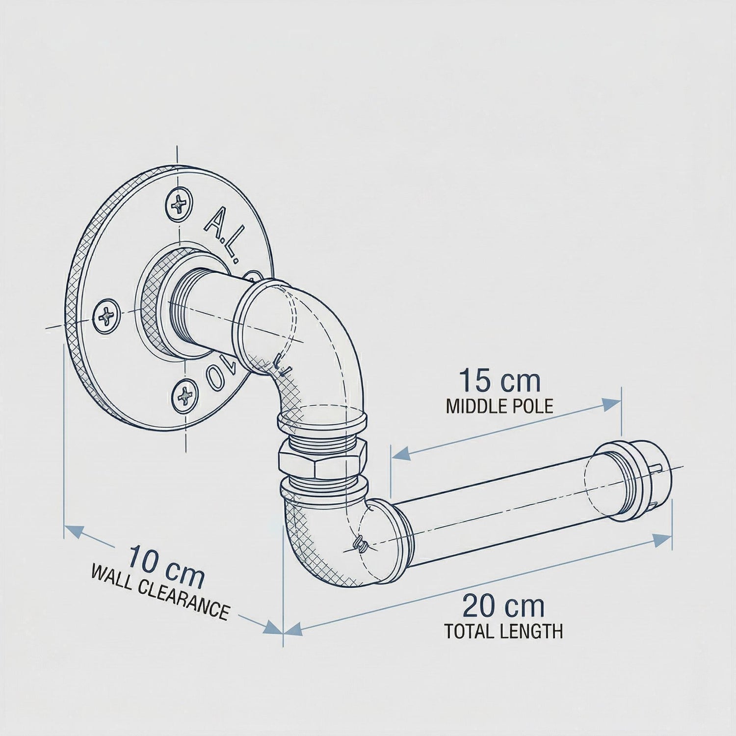 a pipe with measurements and a label indicating the pipe&