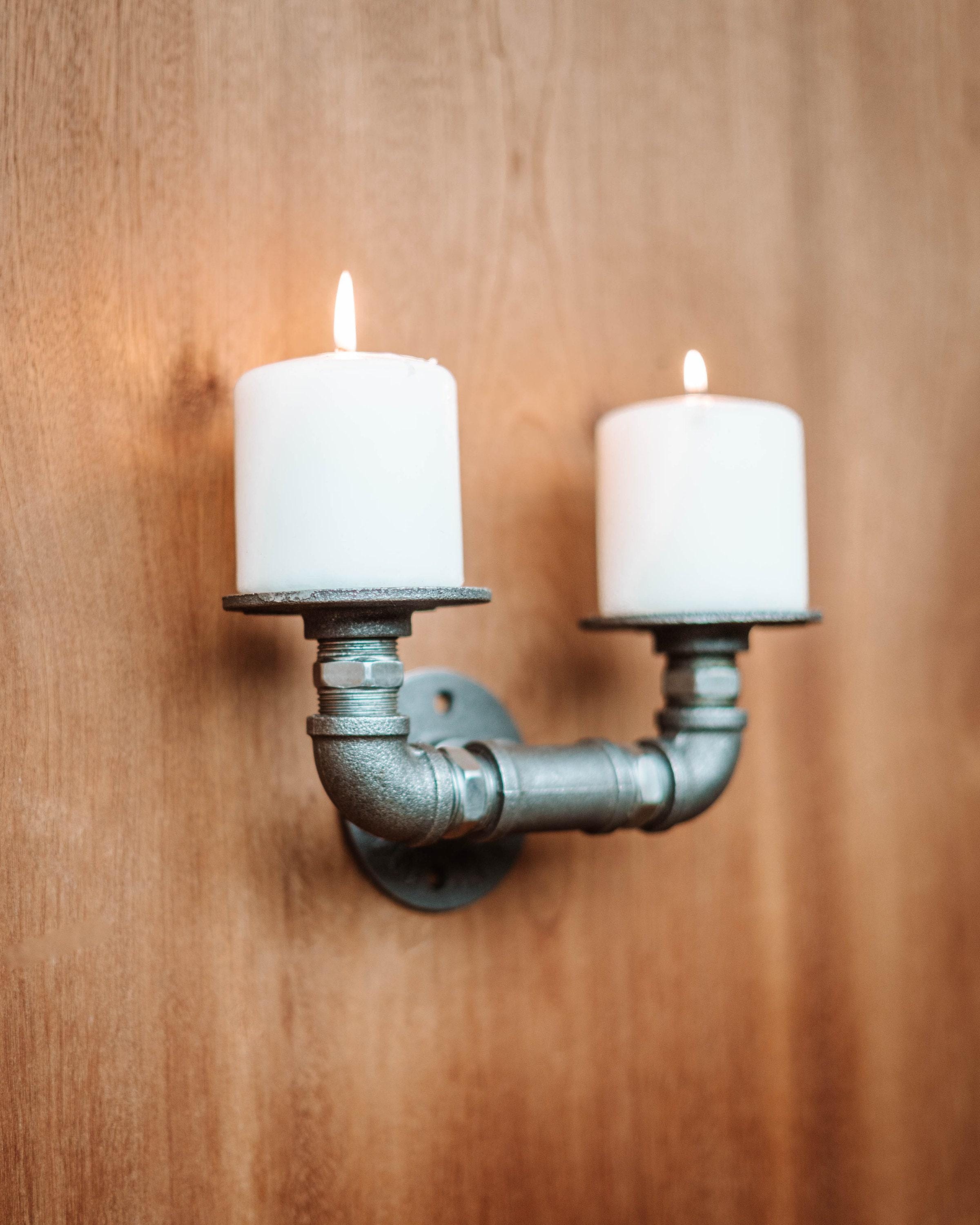 Wall Candleholder, Candleholder, Custom Candleholder, Pipe Candle Holder, Urban style Candle Holder double