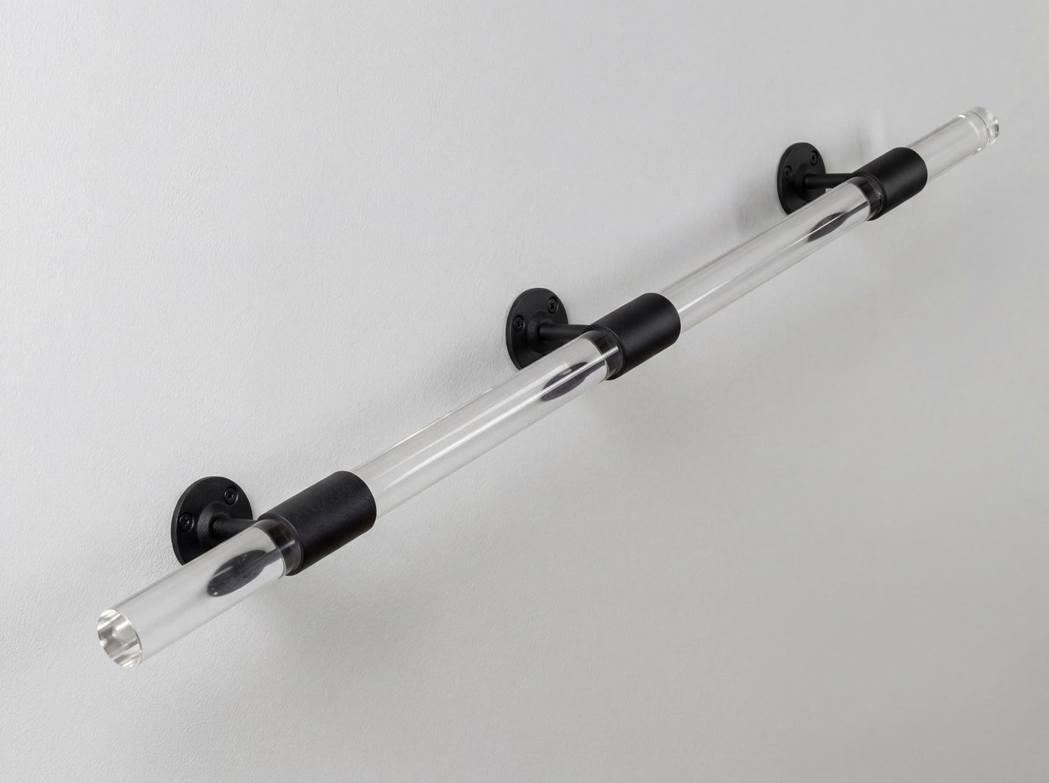 Modern Acrylic Handrail – Clear Lucite Stair Rail – Custom Made UK – Contemporary Staircase Handrail – Wall Mounted Perspex Rail