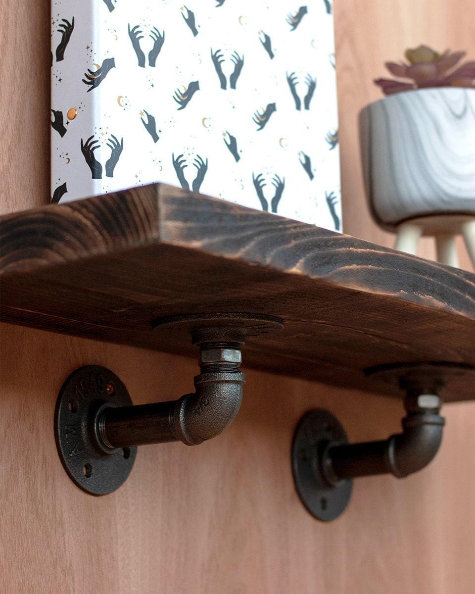 Pair Elbow Style Steampunk Pipe Shelf Brackets