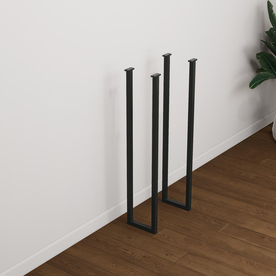 Minimalist Console Table Legs – Square Steel Base DIY Table – Modern Industrial Metal Legs – Pair of Heavy-Duty Supports - Wood Not Included