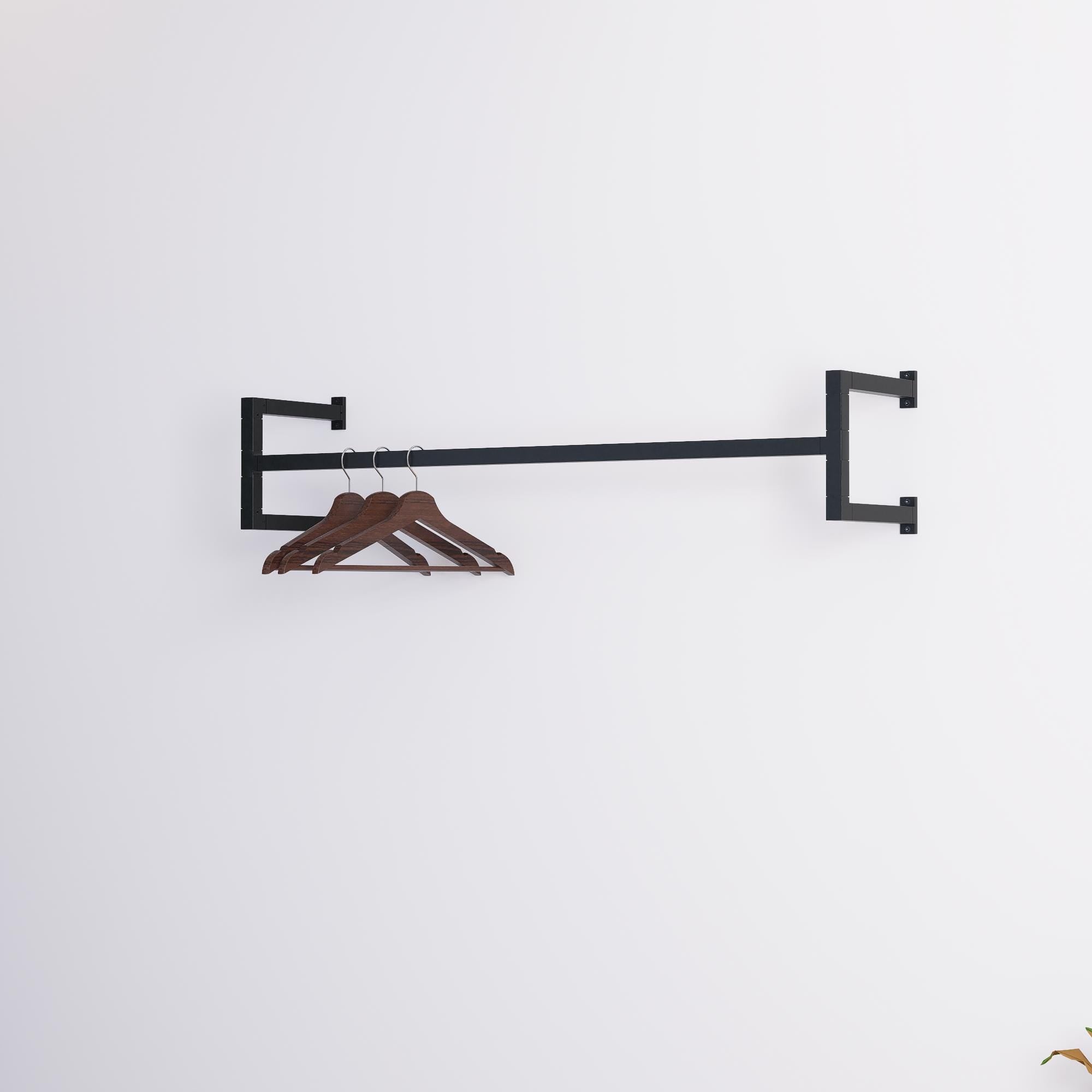 Minimalist Square Clothes Rail | Modern Wall Mounted Garment Rack | Industrial Hanging Rail for Wardrobes, Boutiques, Entryways