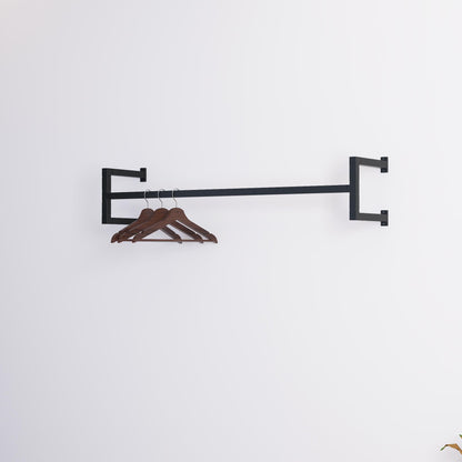 Minimalist Square Clothes Rail | Modern Wall Mounted Garment Rack | Industrial Hanging Rail for Wardrobes, Boutiques, Entryways