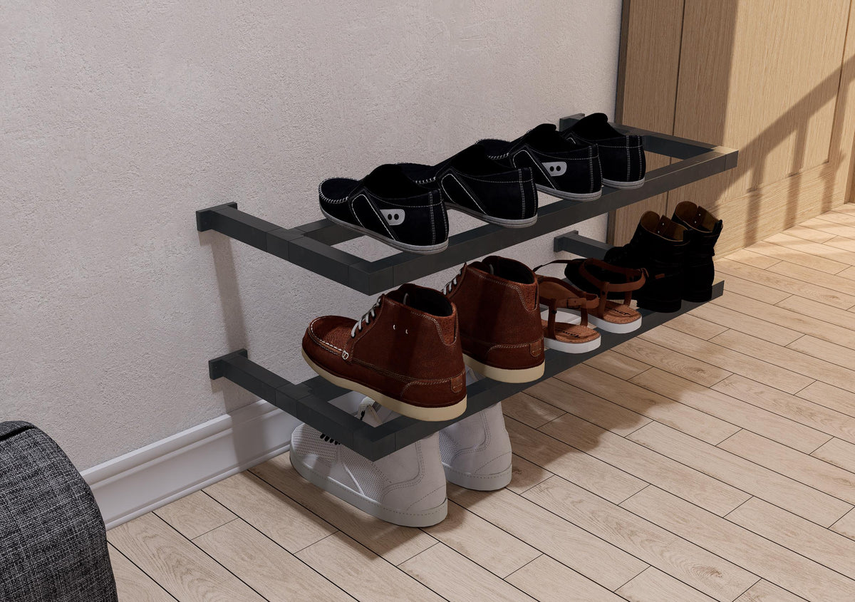 Minimalist Wall-Mounted Square Metal Shoe Rack