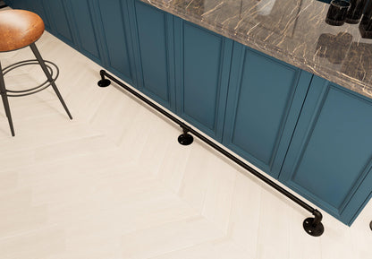 Customizable Black Steel Foot Rail: Vintage Bar, Kitchen Island