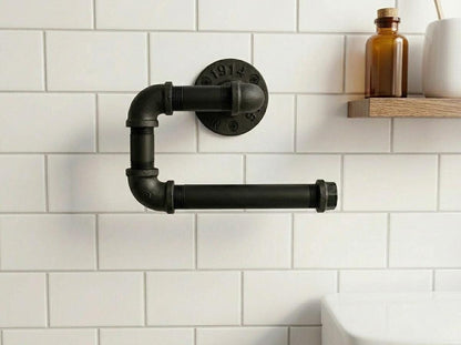 Industrial Pipe Toilet Roll Holder | Steampunk Bathroom Decor | Wall Mounted Loo Roll Holder | Rustic Industrial | Handmade UK