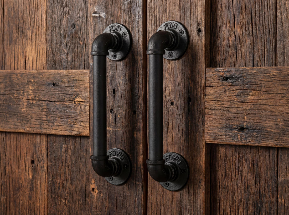 Pair Industrial Pipe Door Pull Handle / Grab Bar