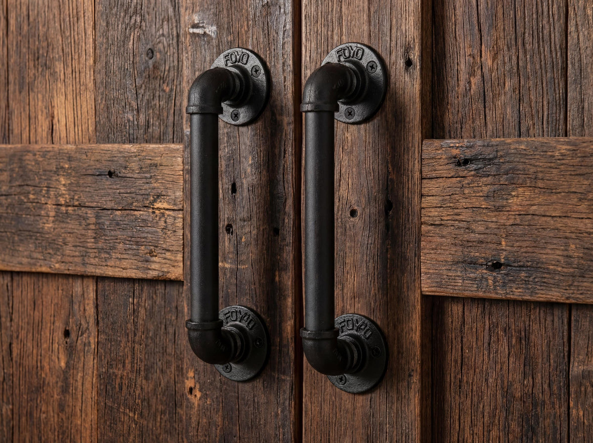 Pair Industrial Pipe Door Pull Handle / Grab Bar