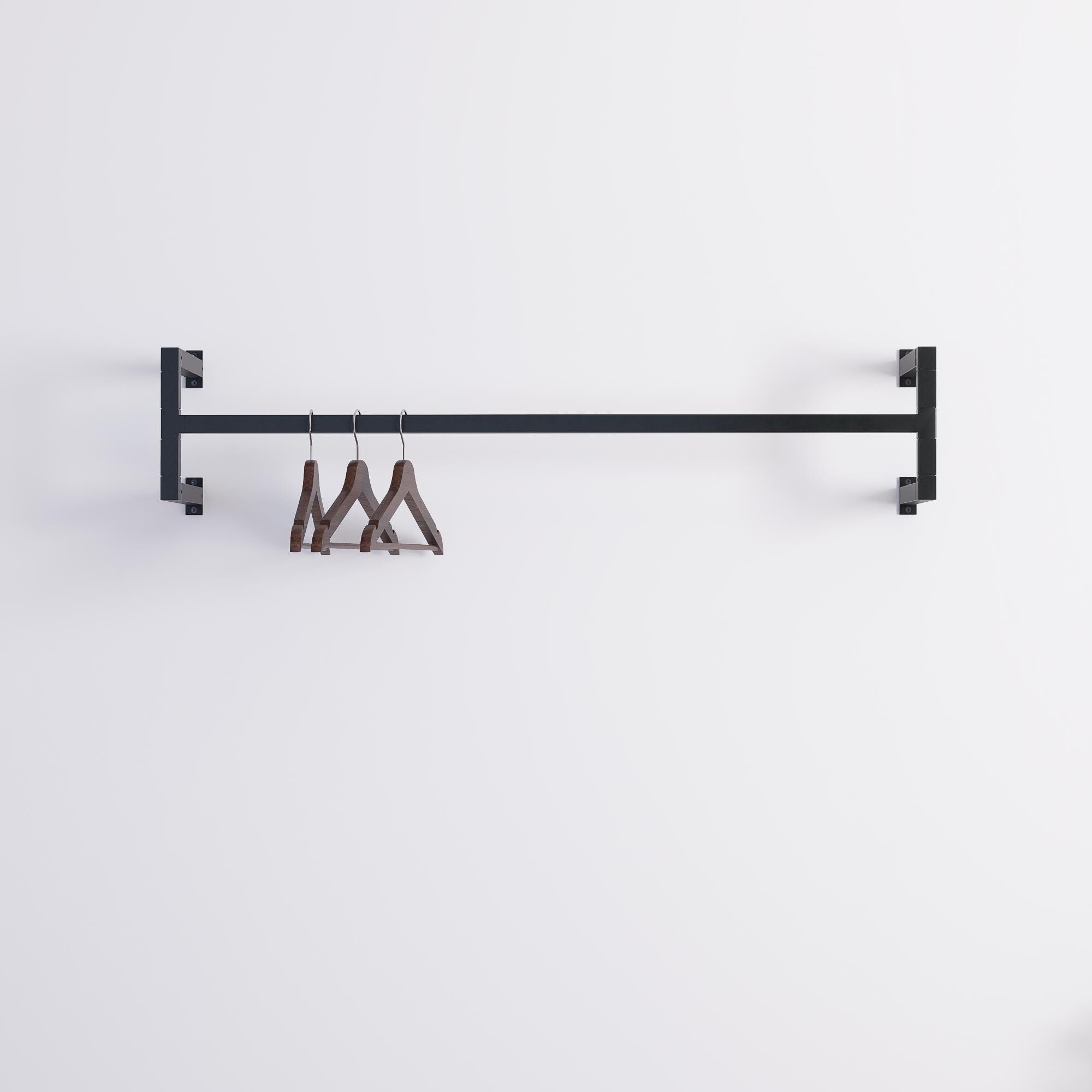 Minimalist Square Clothes Rail | Modern Wall Mounted Garment Rack | Industrial Hanging Rail for Wardrobes, Boutiques, Entryways