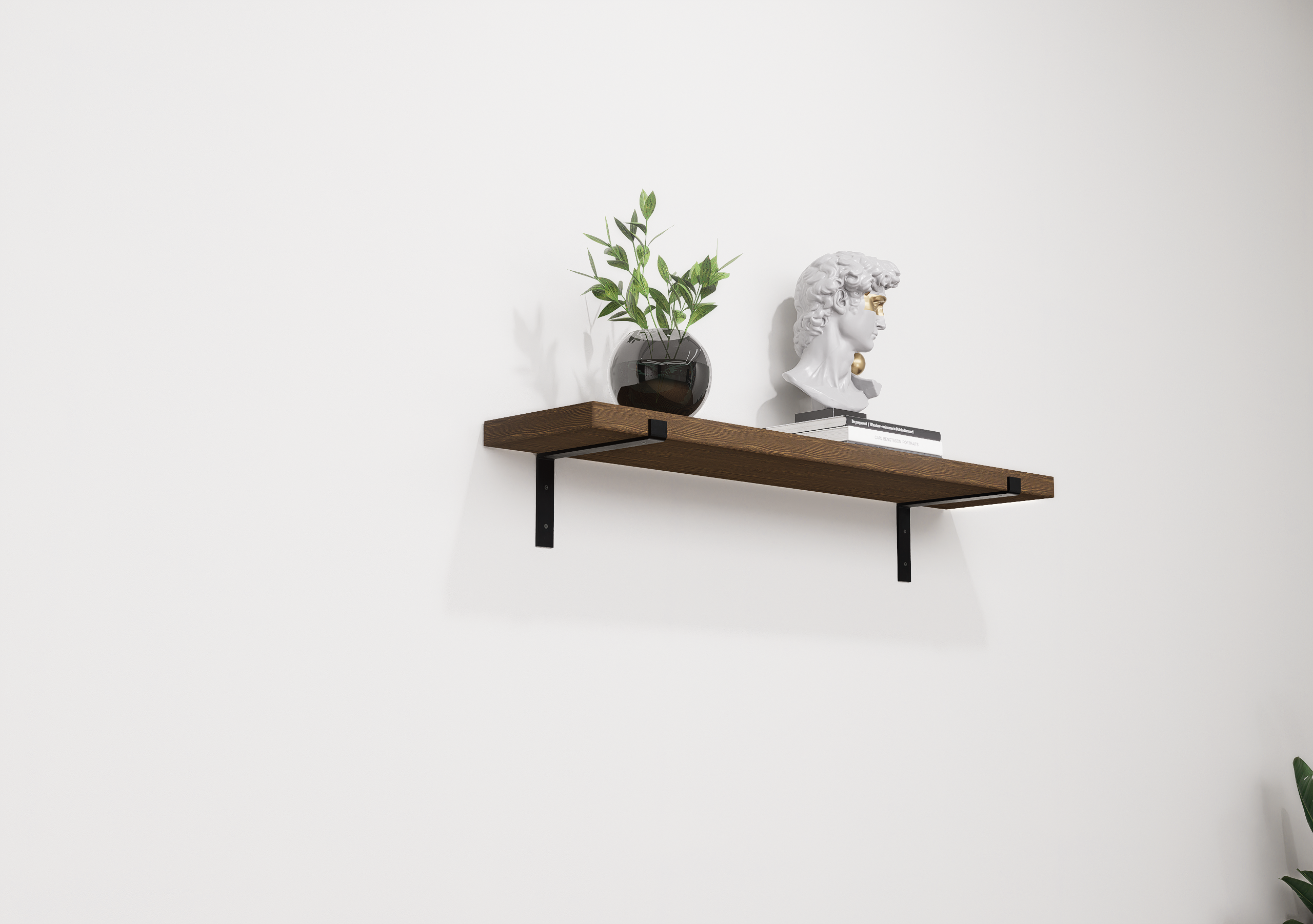 Wooden Floating Shelf with Industrial Metal Brackets Up