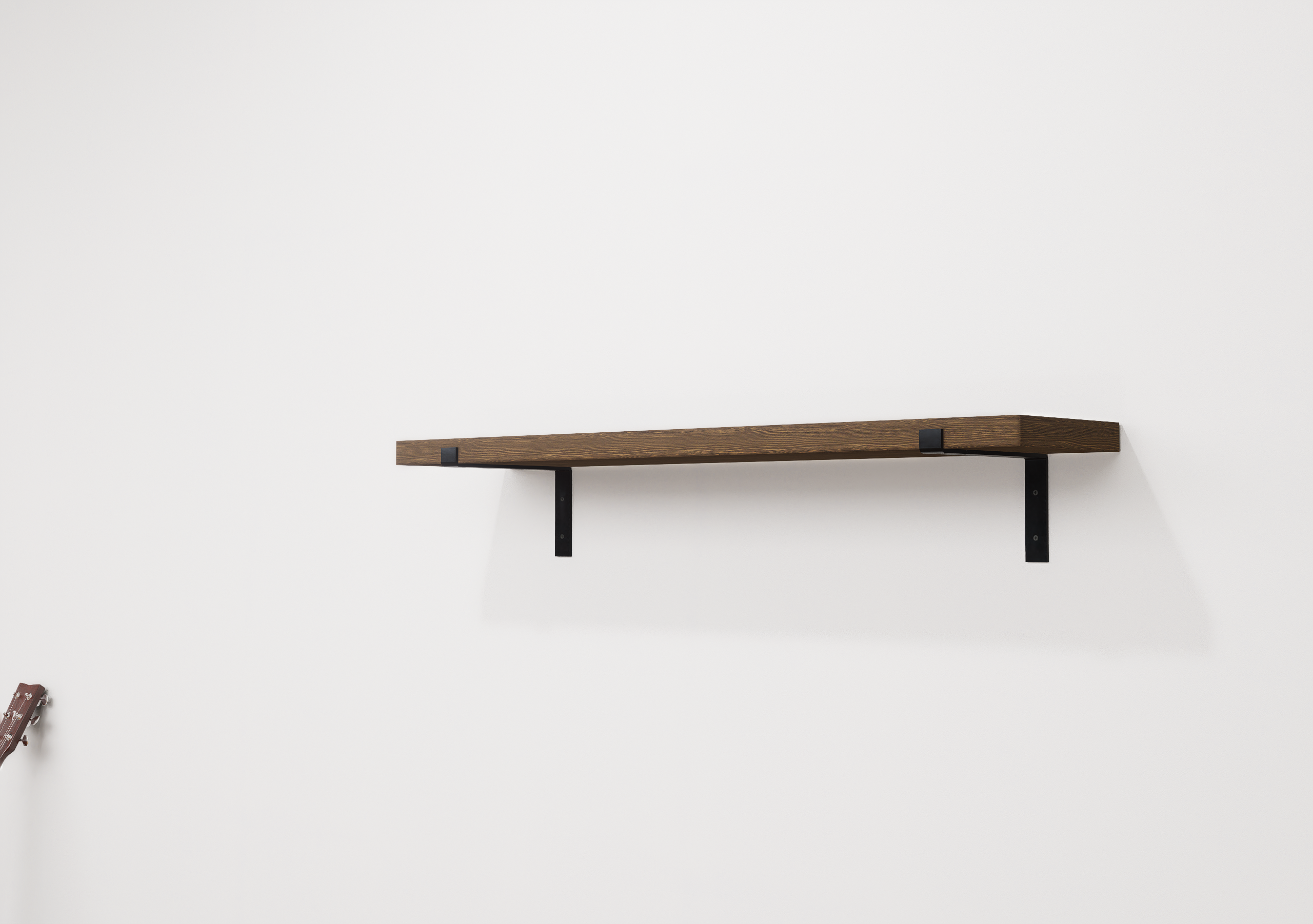 Wooden Floating Shelf with Industrial Metal Brackets Up