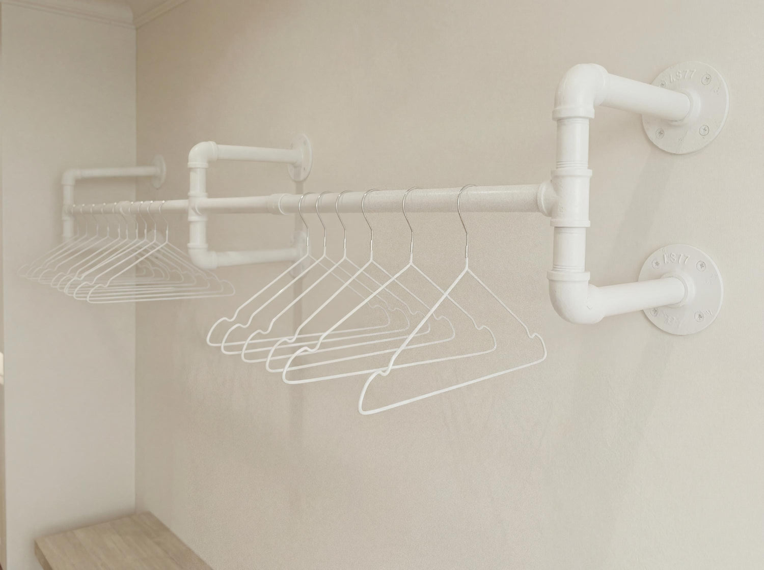 Wall Mounted Clothes Rack Industrial Pipe Garment Rack Heavy Duty Malleable Iron Hanging Rail Vintage Style Clothing Display Bride Dress